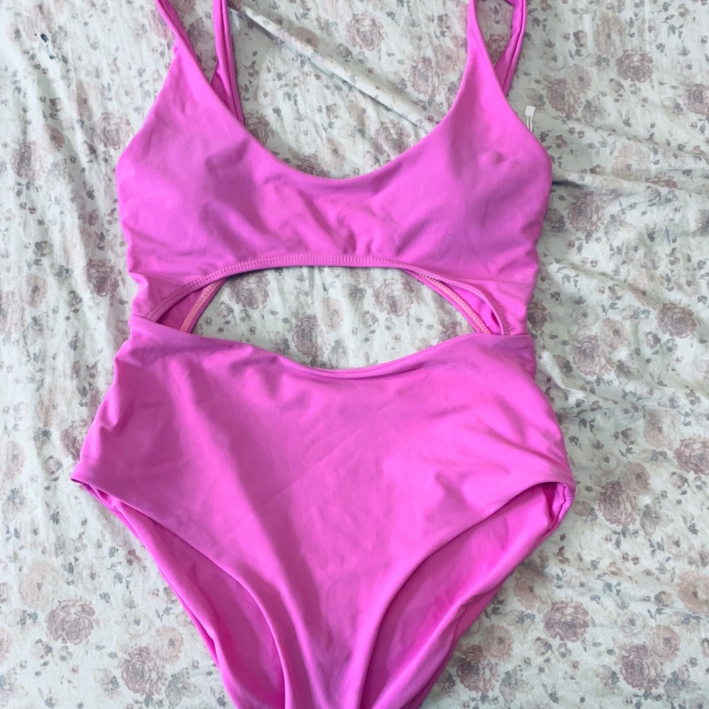 Pink one piece bathing suit